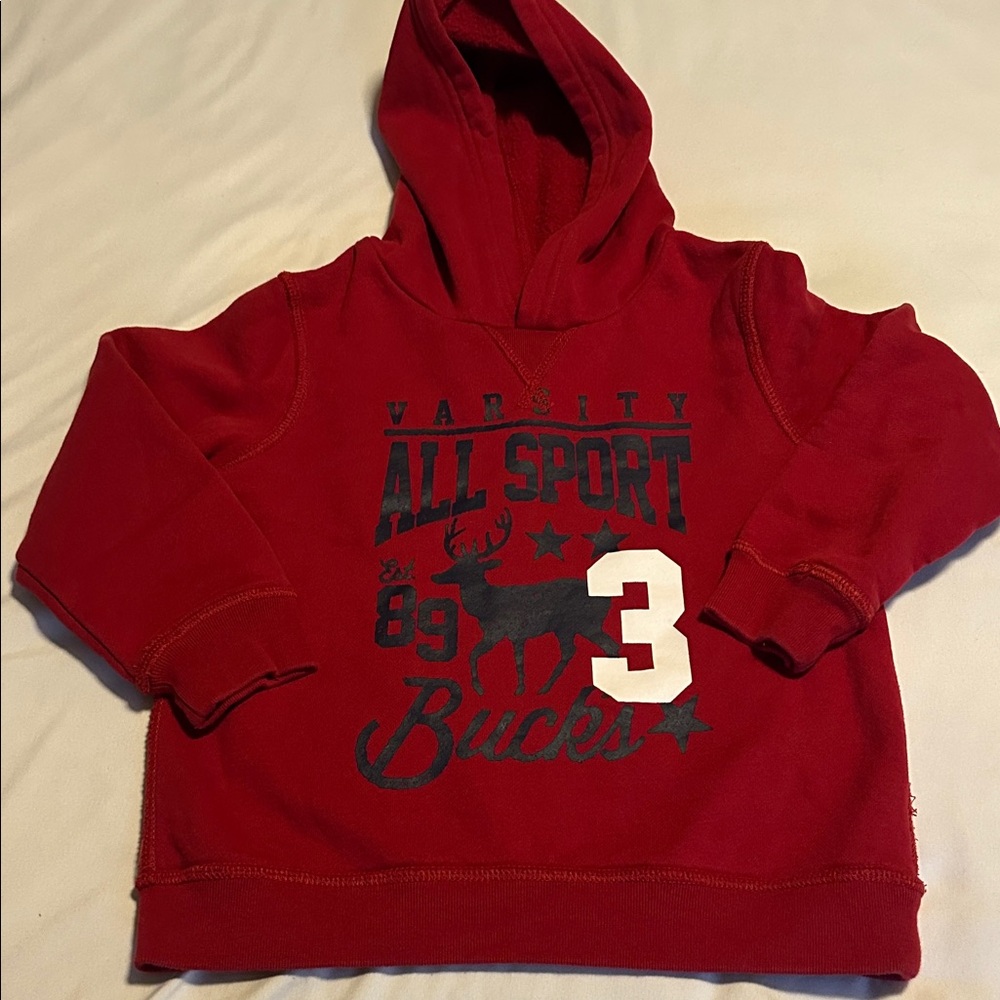 Place Red Kids Hoodie with Sporty Graphic